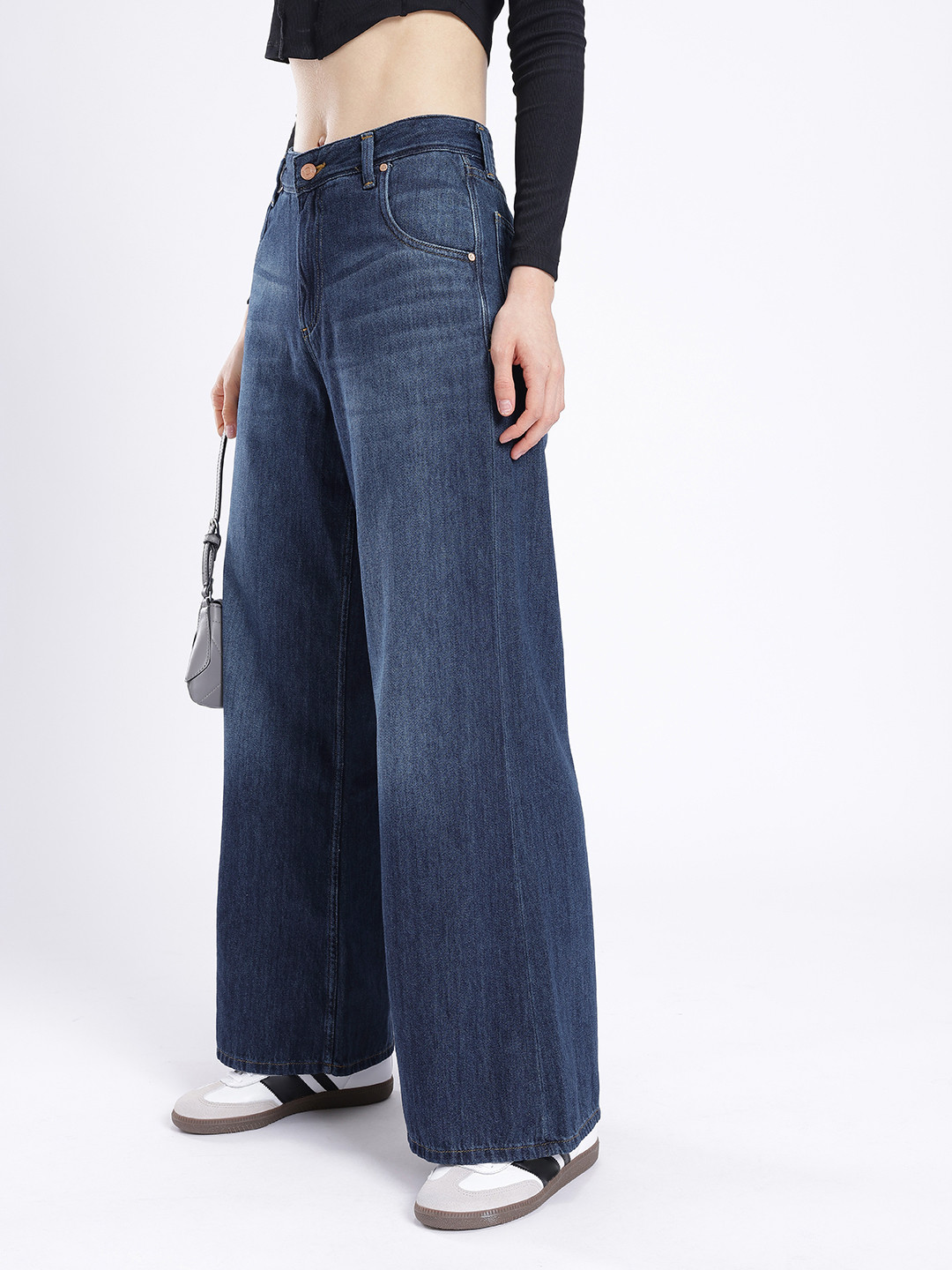 glitchez Women Wide Leg Light Fade Jeans