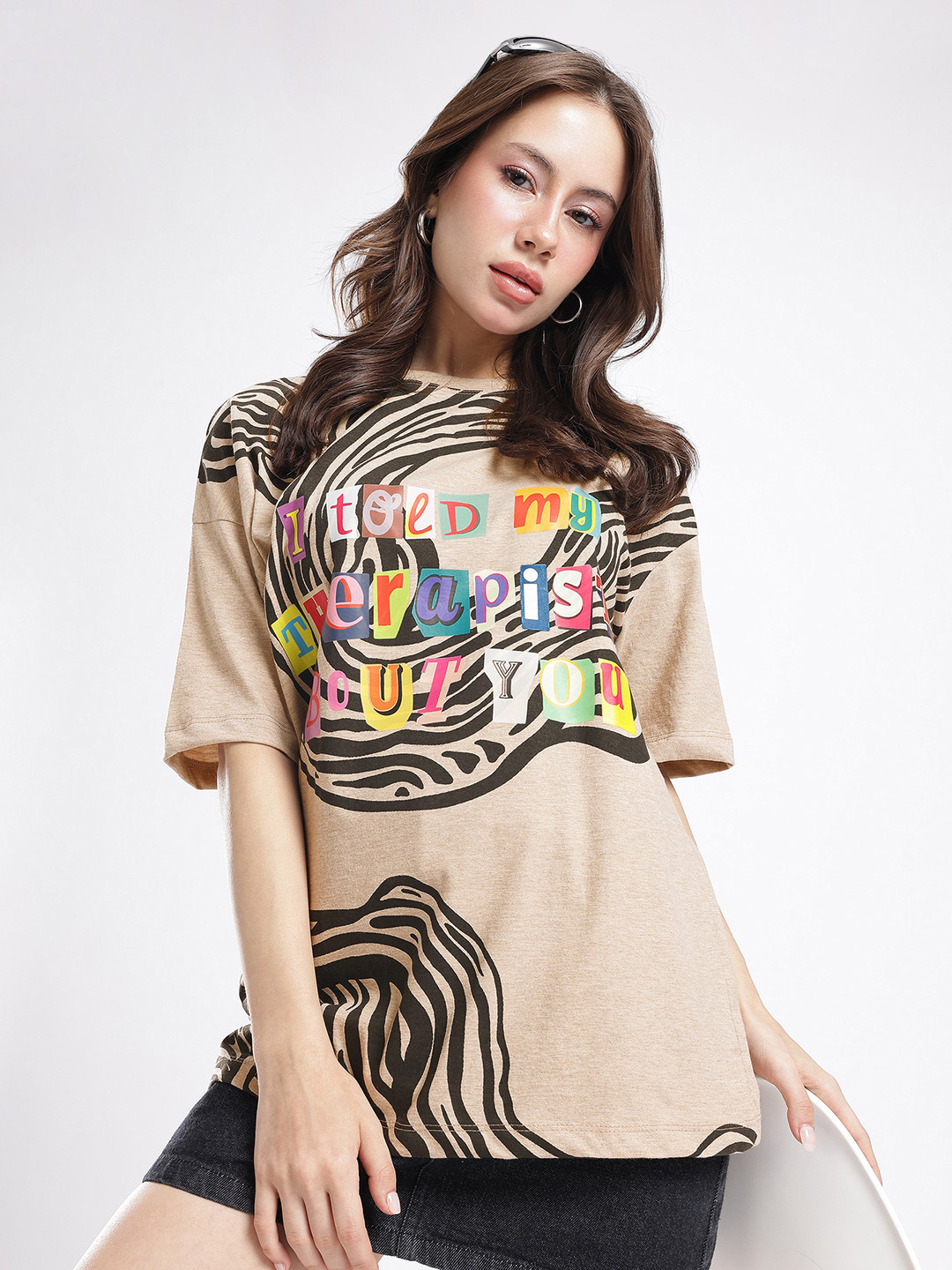 Stylecast X Hersheinbox Modern Touch Graphic Printed Oversized T-shirt