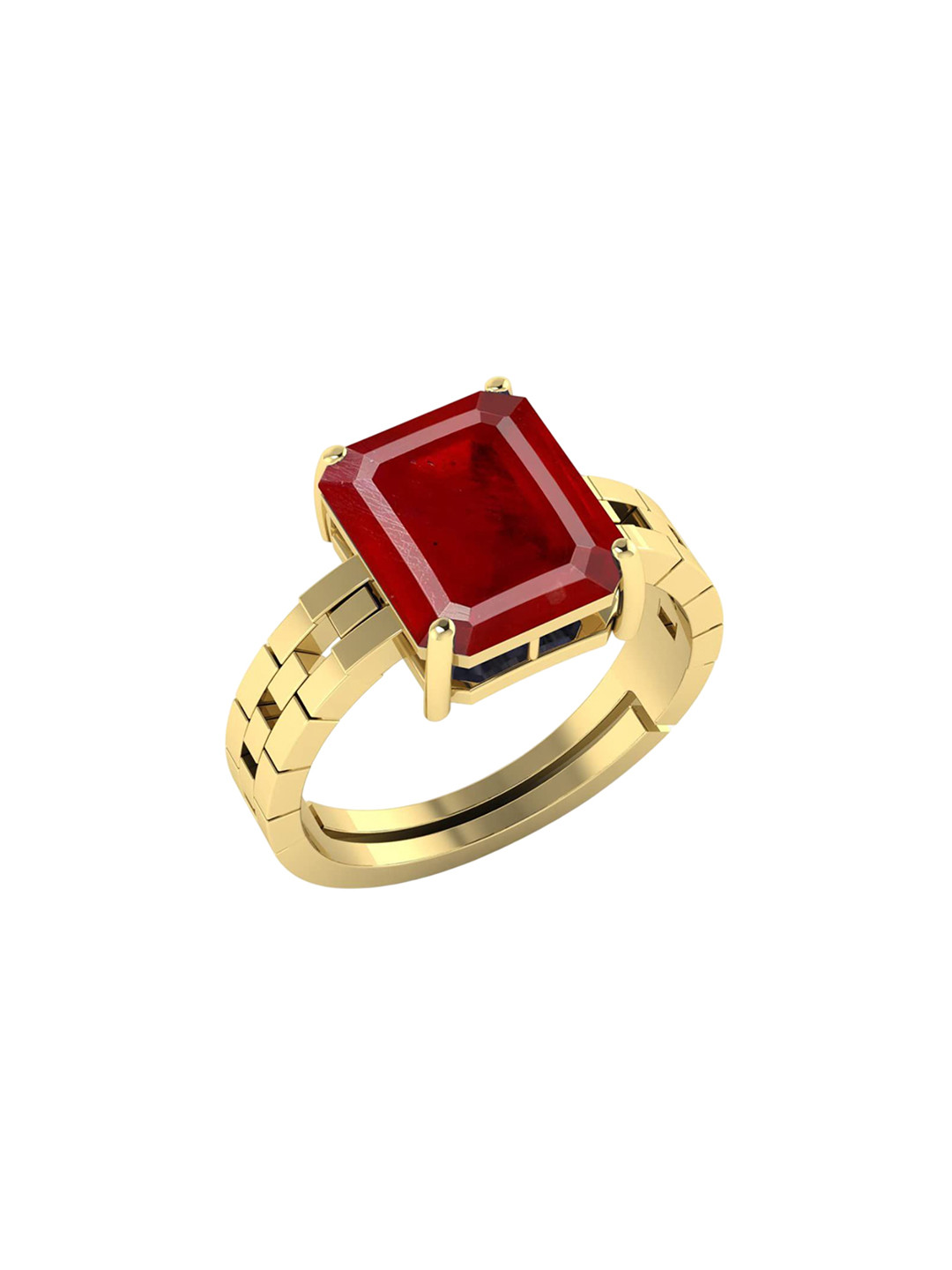 RRVGEM 10.25 KT Manik Ruby Gemstone Gold Plated Adjustable Ring