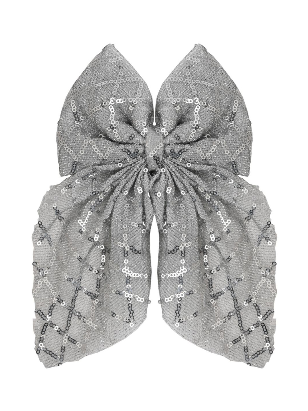 Aye Candy Girls Silver Sequin Work Sailor Bow Alligator Hair Clip