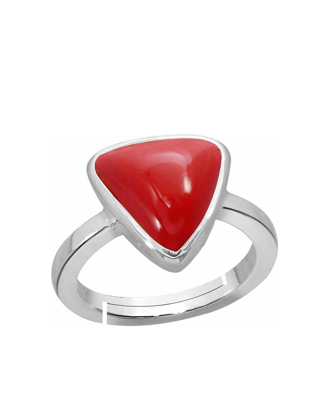 RRVGEM 9.25 ratti Unisex Brass Plated Red Coral Ring