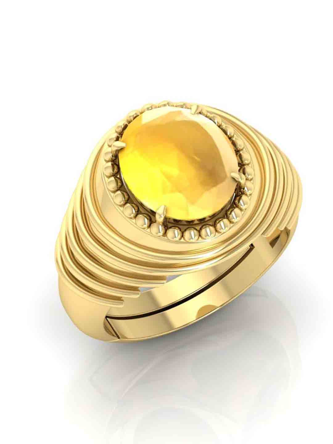RRVGEM 8 Ratti Yellow Sapphire Finger Ring
