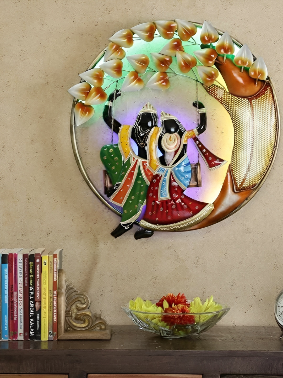 TOUGHCRAFTS Jhula Metal Glossy Hanging Hall Spiritual Wall Decor-24In