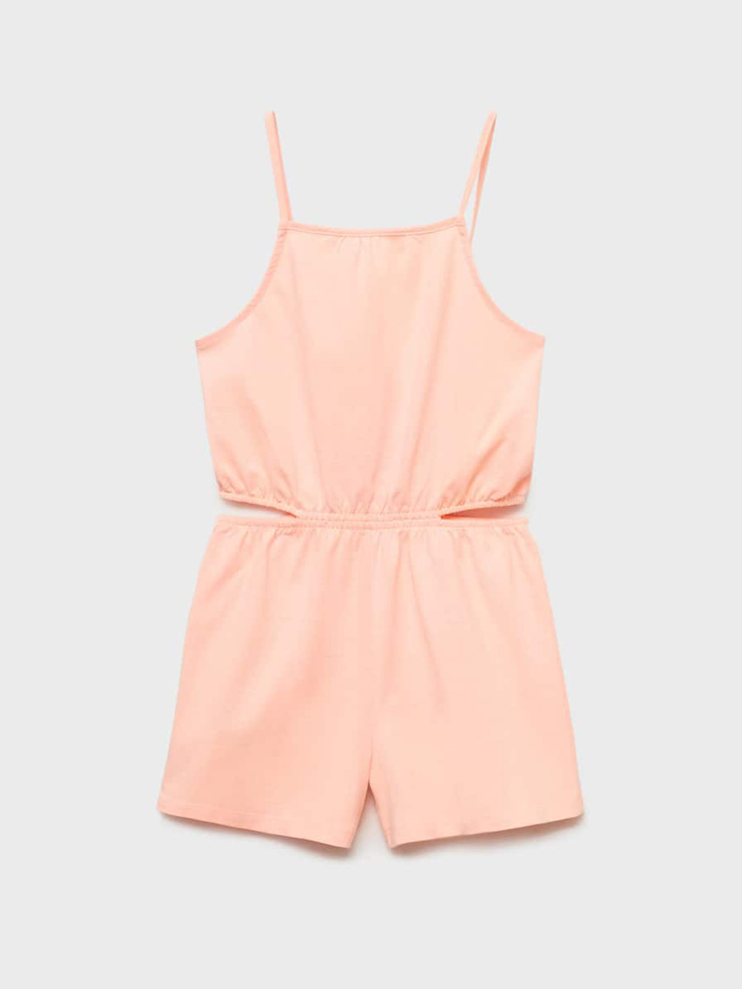 Mango Kids Girls Pleated Pure Cotton Playsuit with Cut-out Detail