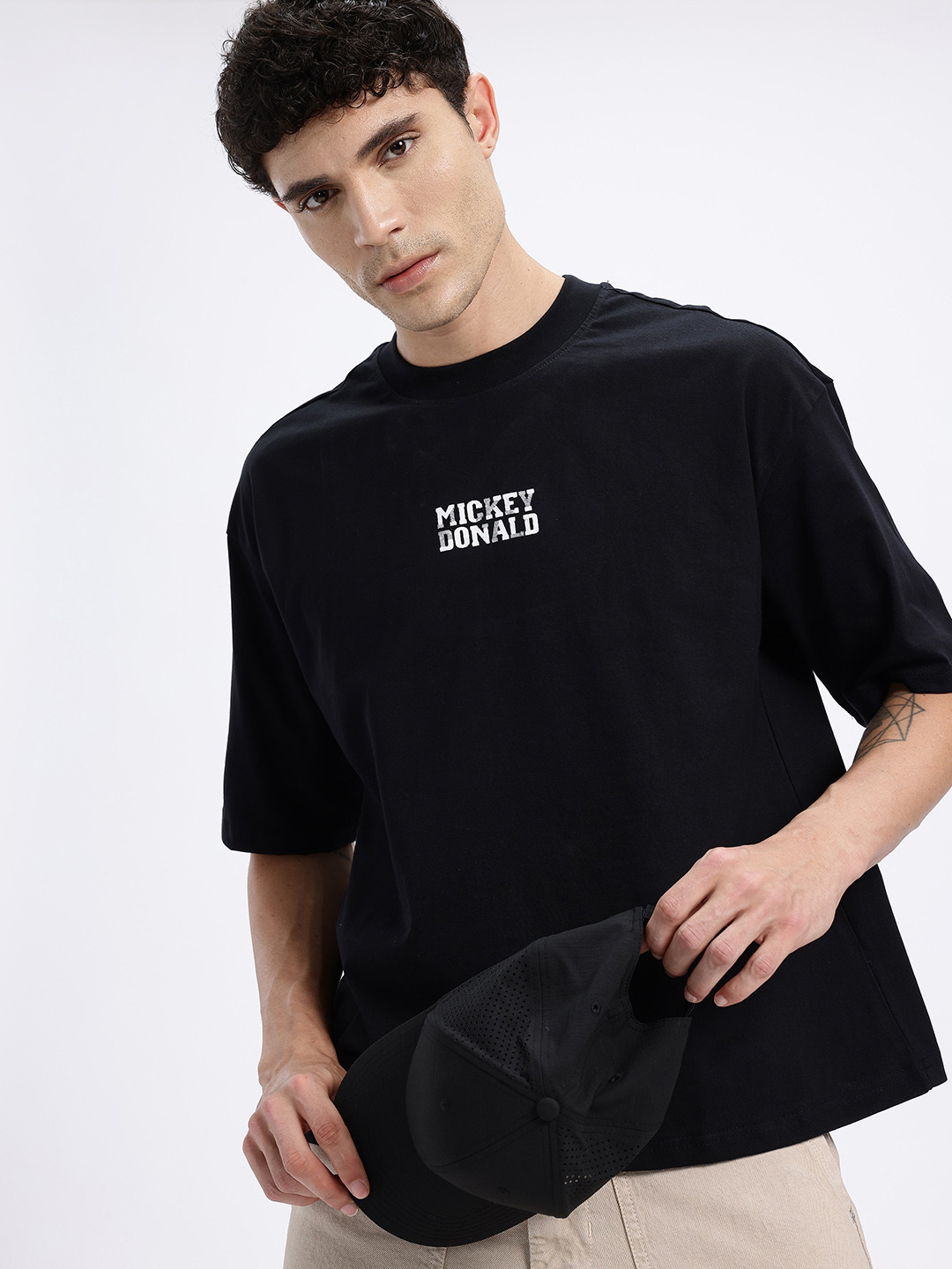 glitchez Mickey Printed Oversized T-shirt