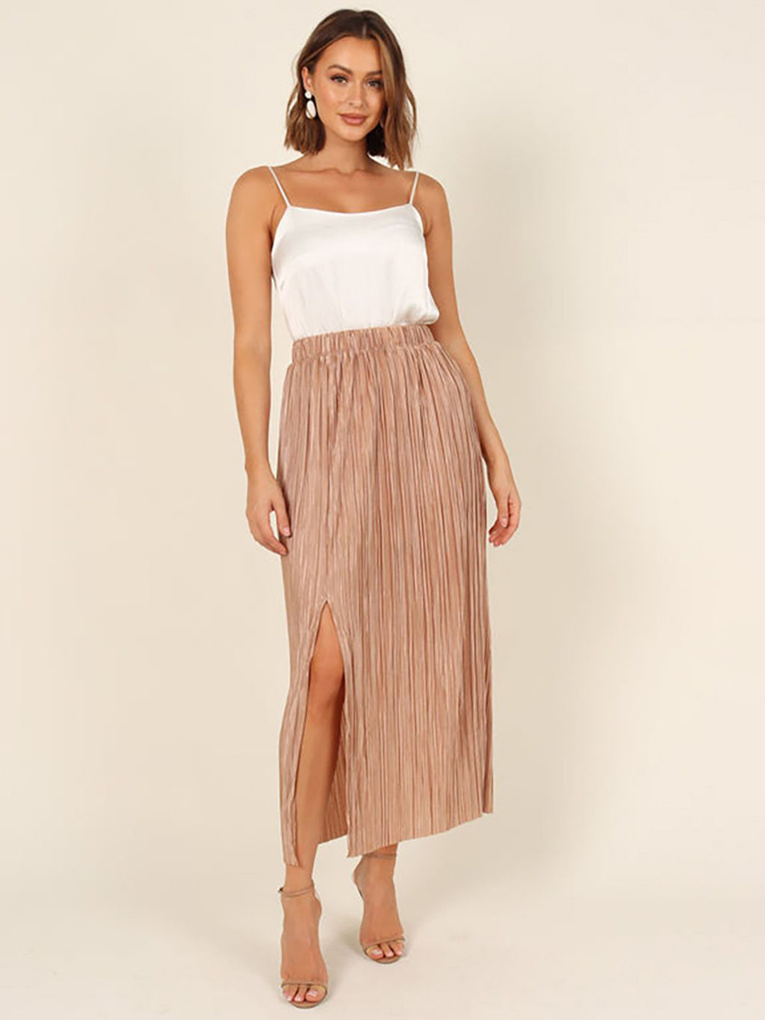 JC Mode Side Slit A-Line Maxi Skirt