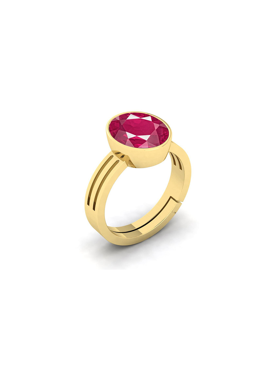 RRVGEM 9.25 KT Manik Adjustable Gold Plated Loose Gemstone Finger Ring