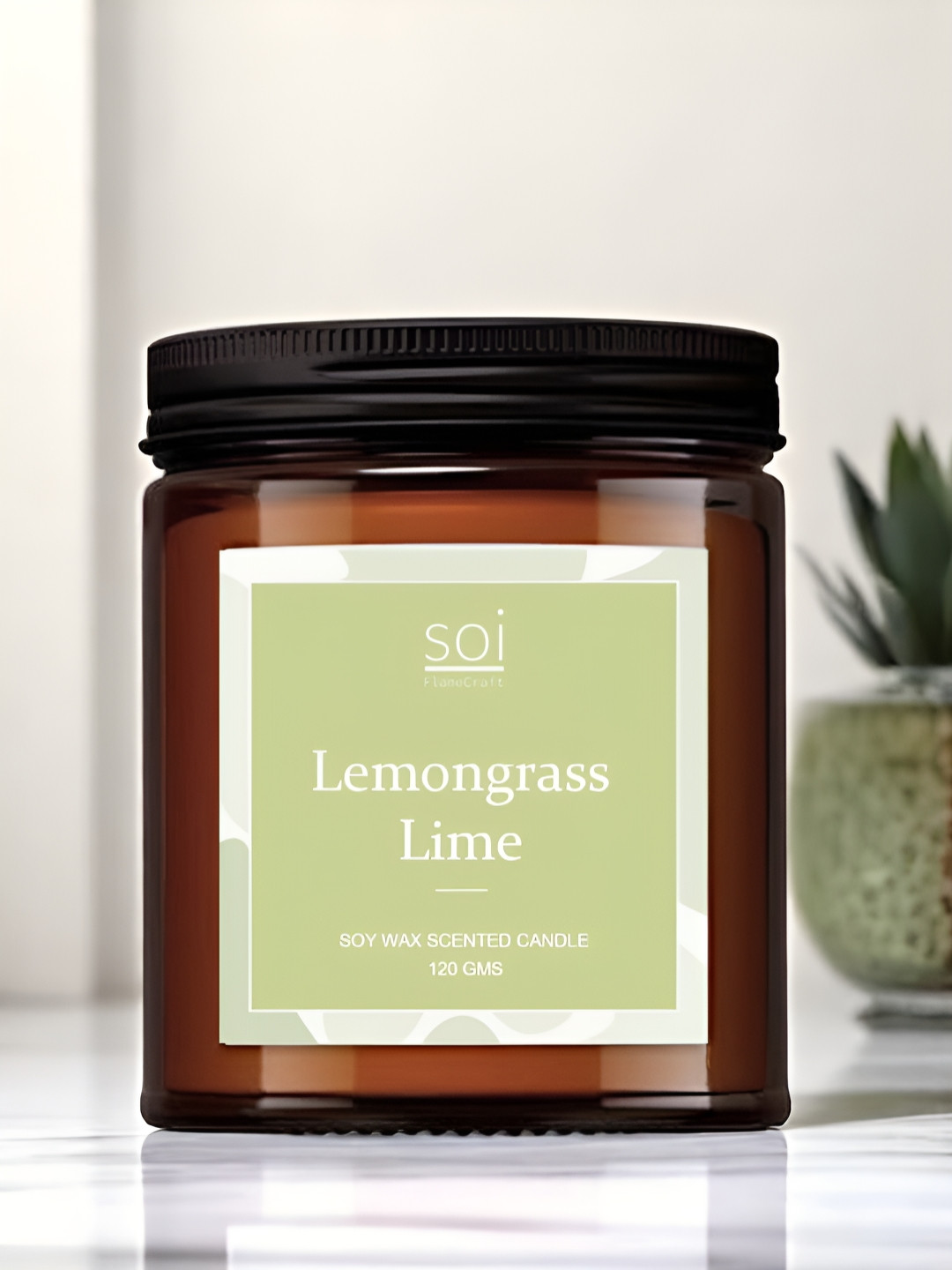 Soi FlameCraft Ember Scented 1 Wick Lemongrass Lime Solid Geometric Regular Jar Candles