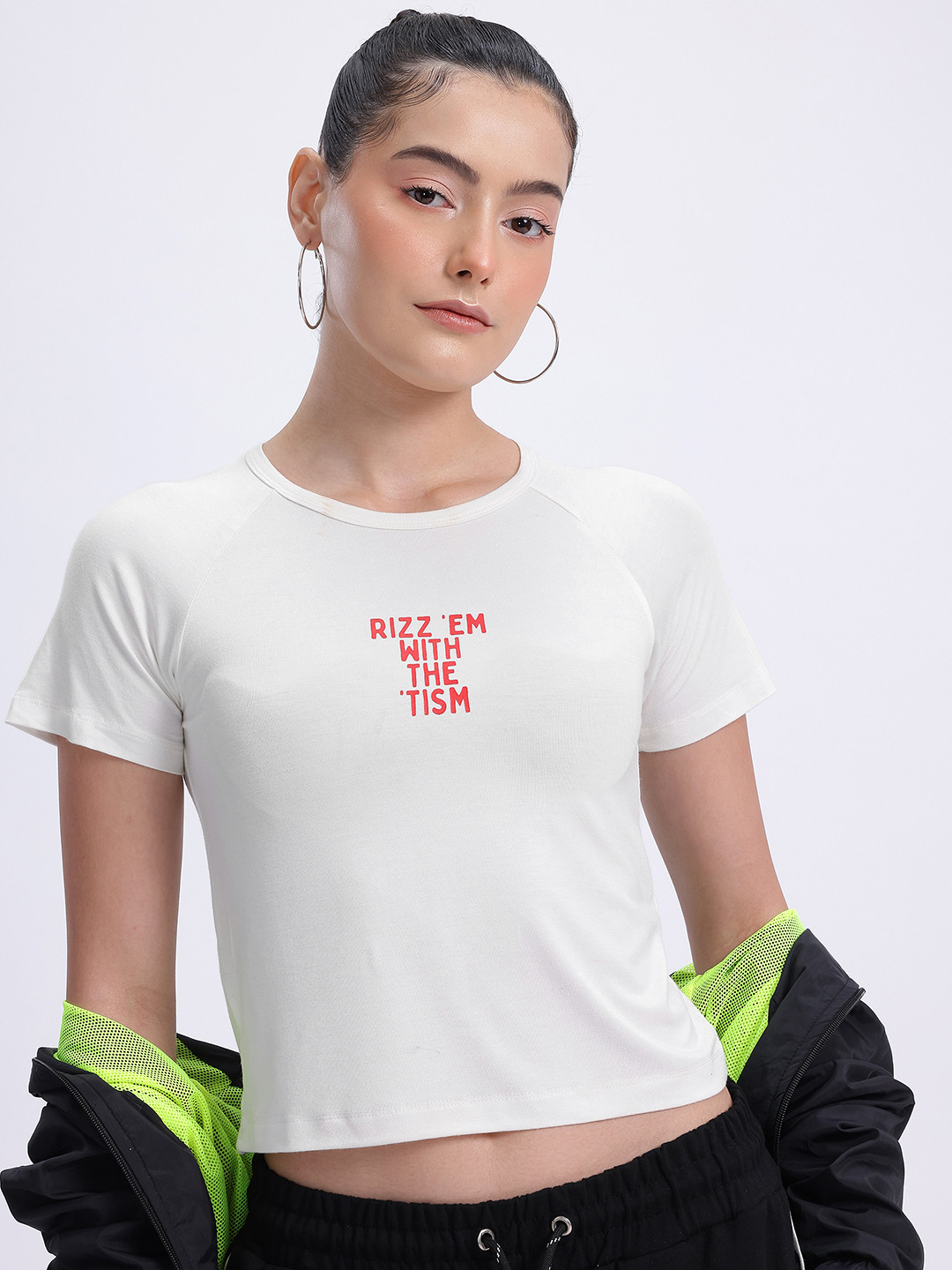 SZN Typography Print Bamboo spandex Crop Top