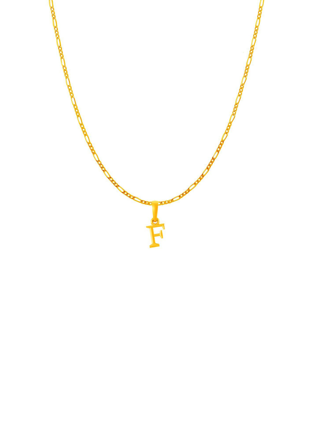 AKSHAT SAPPHIRE 92.5 Silver 22KT Gold Plated F Alphabet Pendant with Figaro Chain