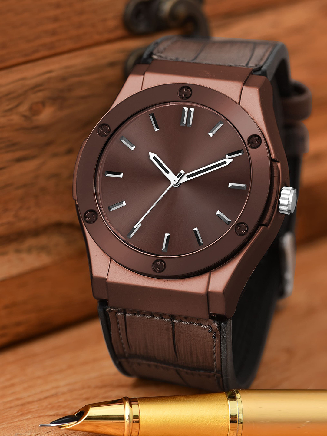 SWADESI STUFF Men Dial & Straps Analogue Watch SDS 163 DARKBROWN 2025