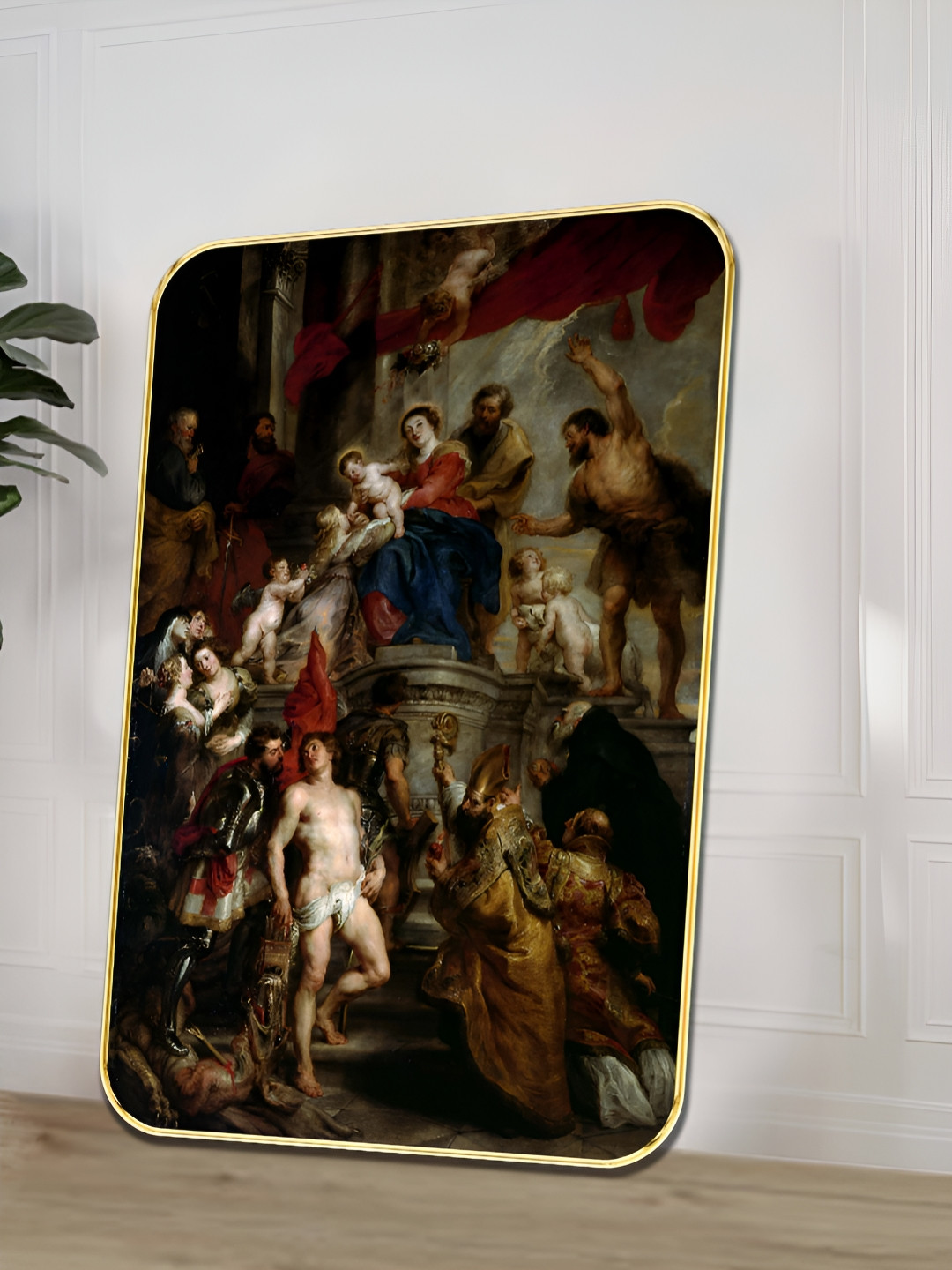 Myntra Elegant Homes Black & Maroon Saintly Renaissance Wooden Wall Art