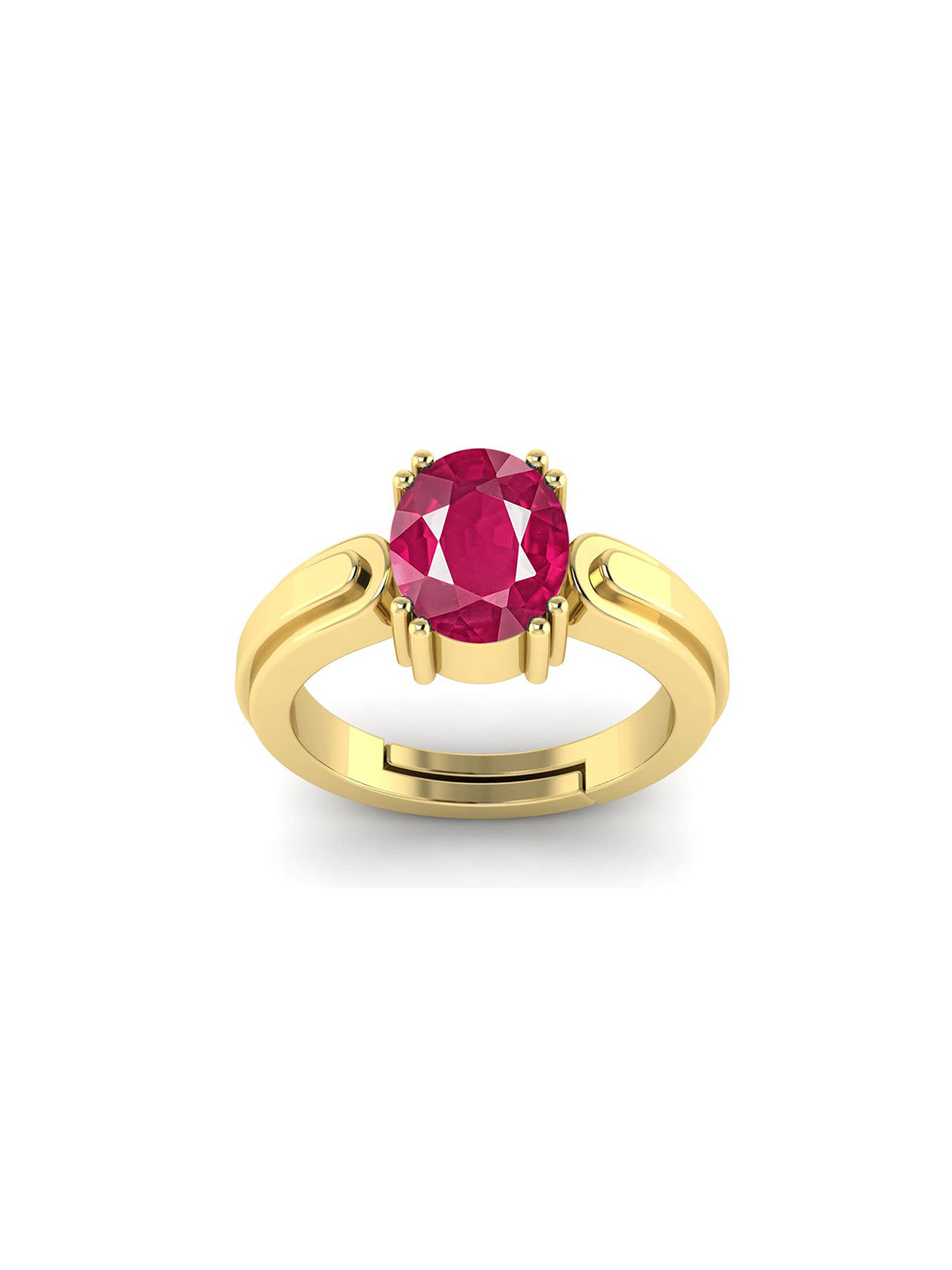 RRVGEM Gold Plated 12.25 Ratti 12.00 KT Ruby Adjustable Ring