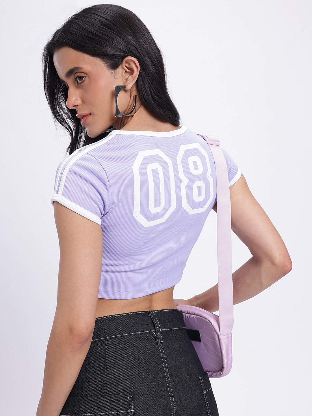 glitchez Printed Ribbed Crop Top