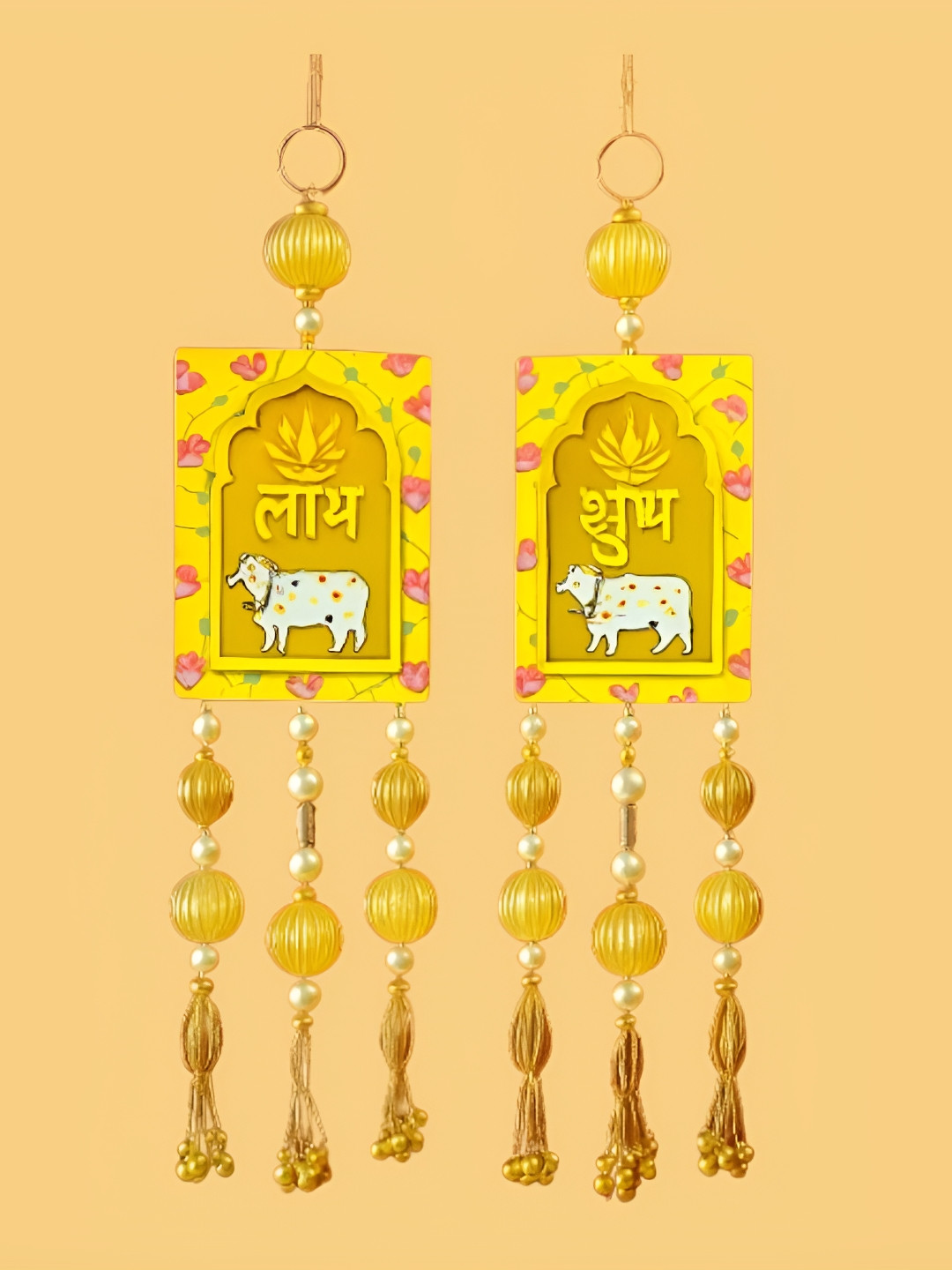 PUFFSMART 2-Pcs Yellow Textured SubhLabhToran