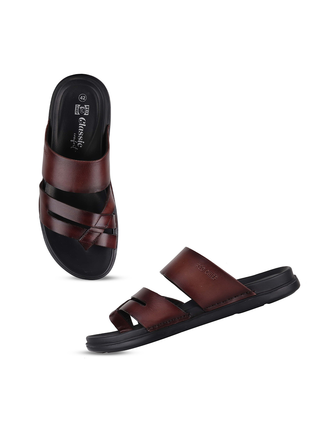 Red Chief Men Leather Comfort Slip-On Sandals