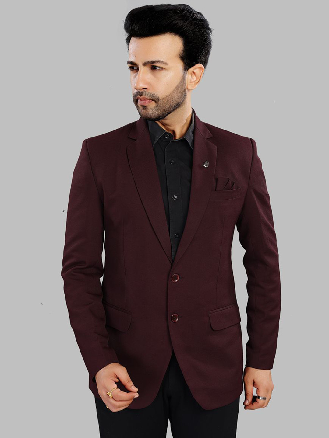 UR ETHICS Slim-Fit Notched Lapel Single Breasted Blazer