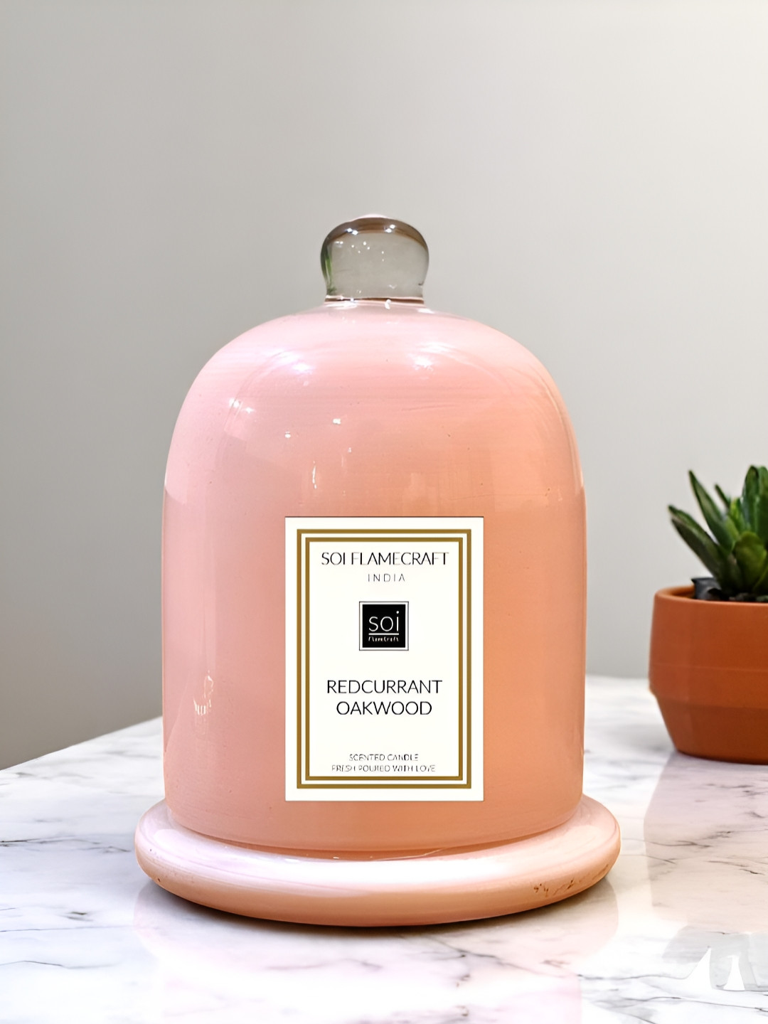 Soi FlameCraft Redcurrant Oakwood Scented 1 Wick Solid Geometric Regular Jar Candles