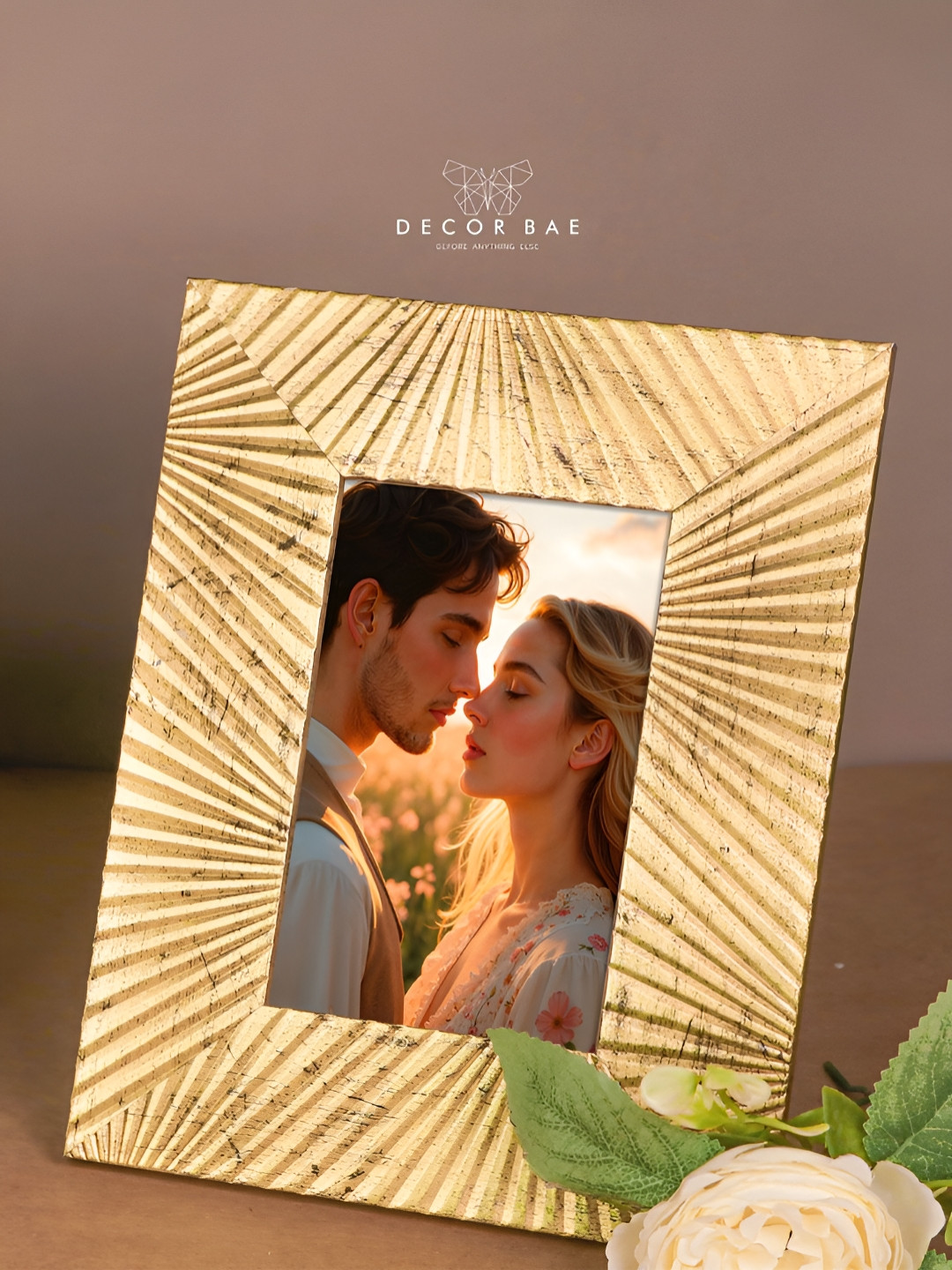 DECOR BAE Gold-Toned Wood Elegant Table Photo Frame