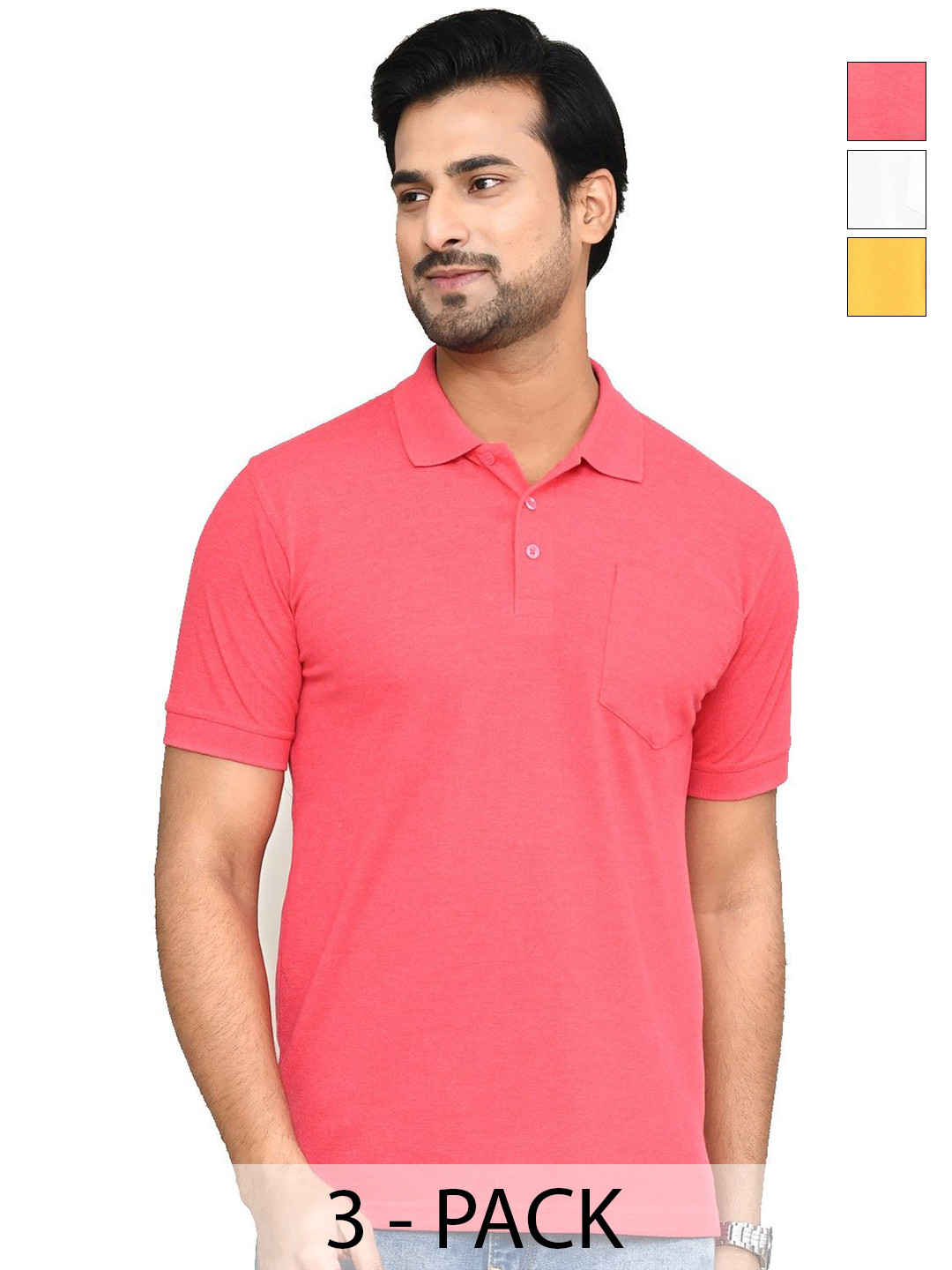 RAPL Pack of 3 Polo Collar Short Sleeves Casual T-shirts