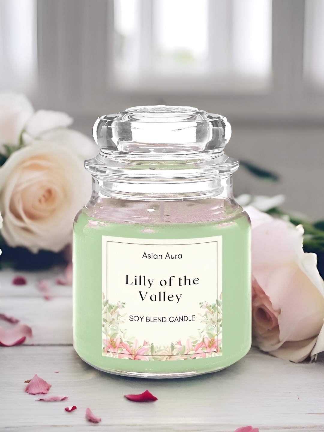 Asian Aura Scented 1 Wick Lily Of the Valley Solid Geometric Regular Jar Candles
