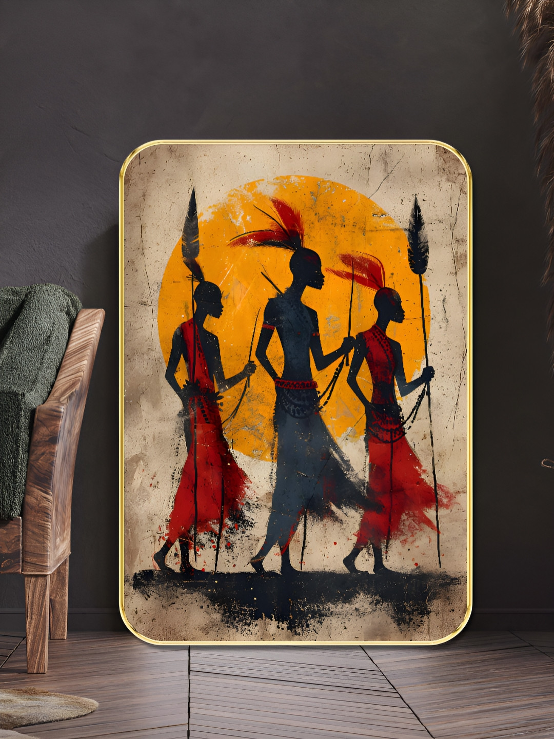 Myntra Elegant Homes Beige & Yellow African Tribal Printed Wall Art