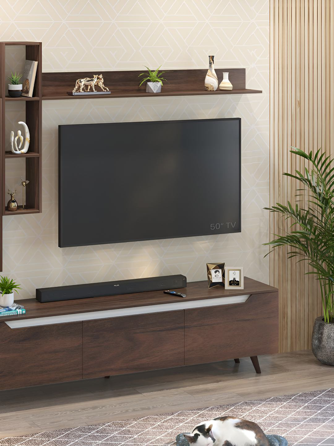 bluewud Blesky Miltra Brown Wooden TV Entertainment Unit