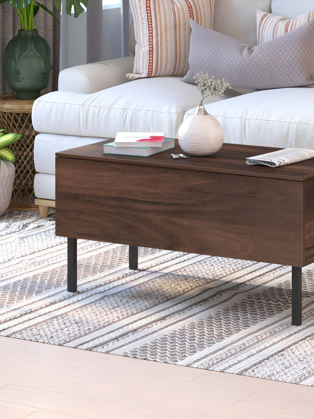 bluewud Brown Wooden Rectangular CoffeeTable