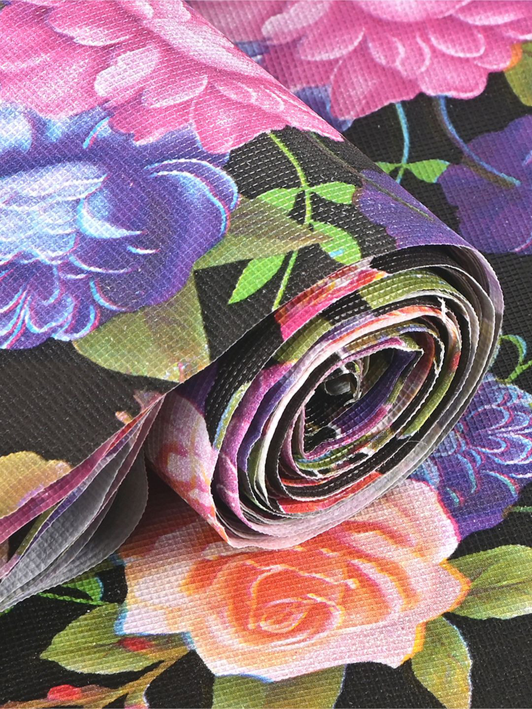 Kuber Industries Black & Purple PVC 5 Meter Printed Shelf Liner Organiser