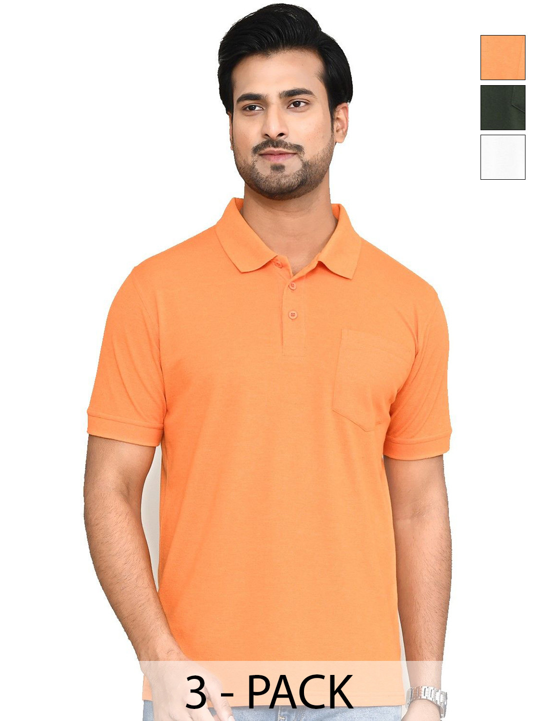 RAPL Pack of 3 Polo Collar Short Sleeves Casual T-shirts