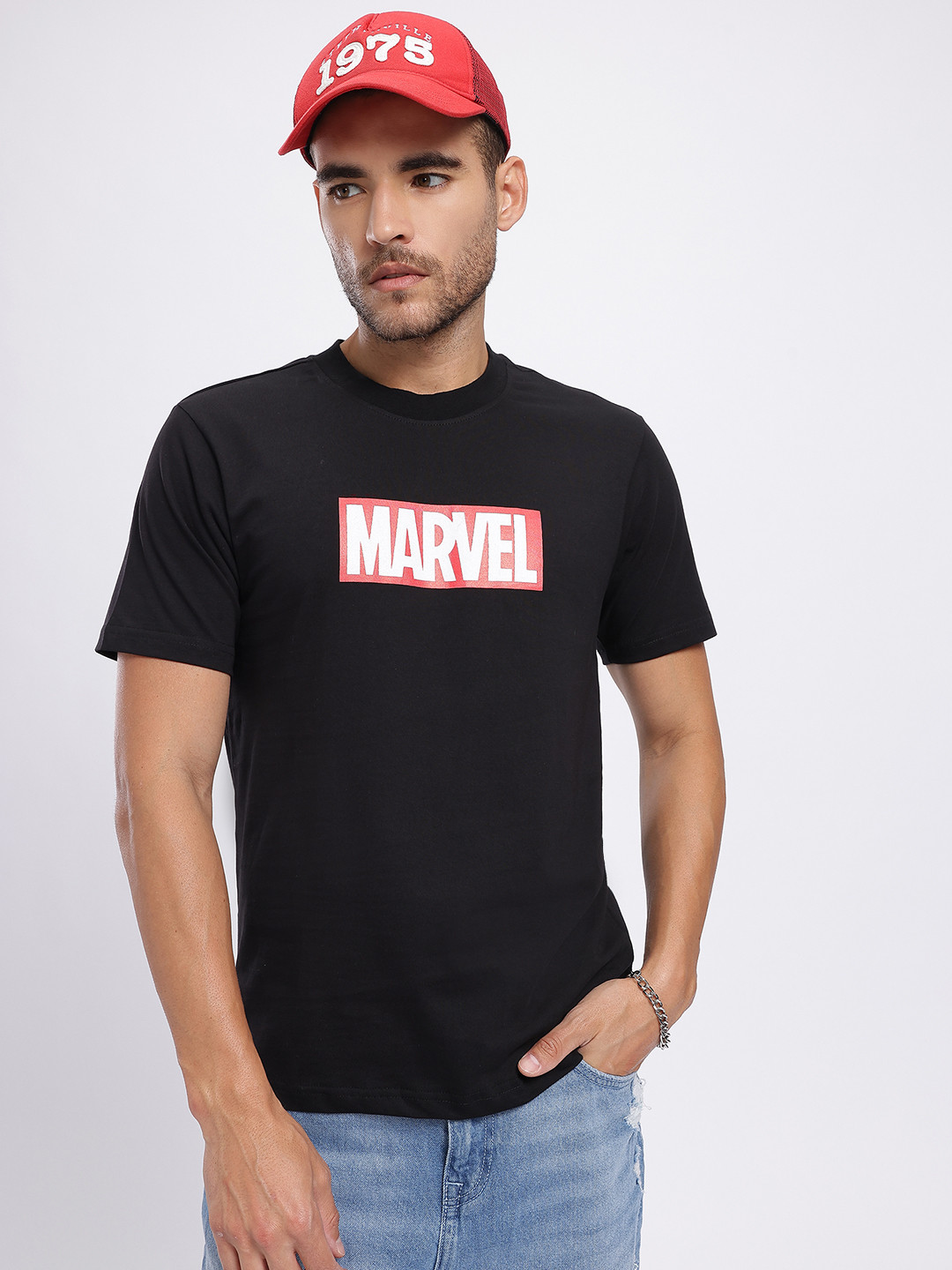 Marvel by Glitchez Marvel Print Regular Fit T-shirt
