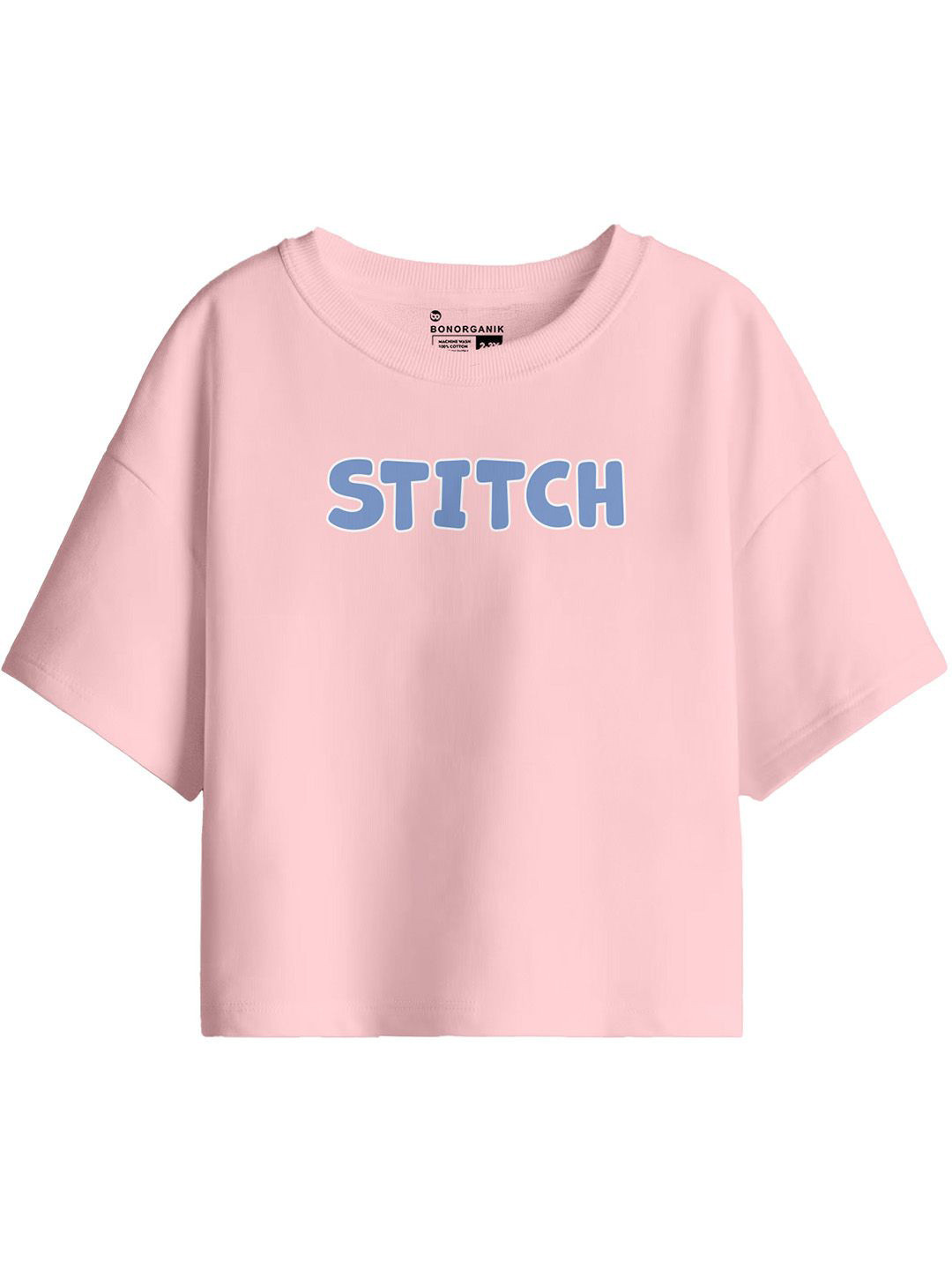 BonOrganik Girl Oversize Stitch Character Printed T-Shirt