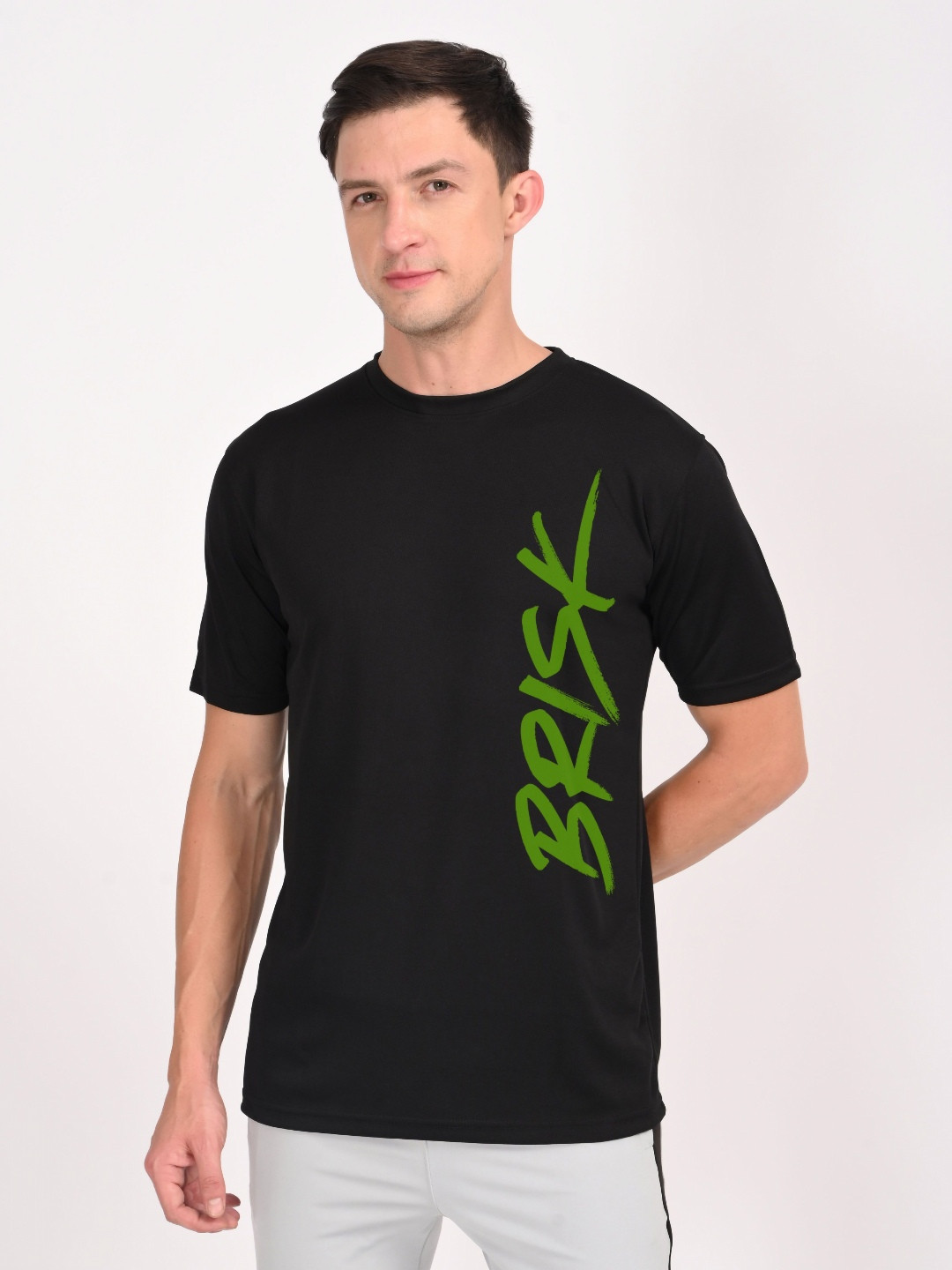 Brisk Typographic Printed Short Sleeves Round Neck Regular Fit T-Shirt