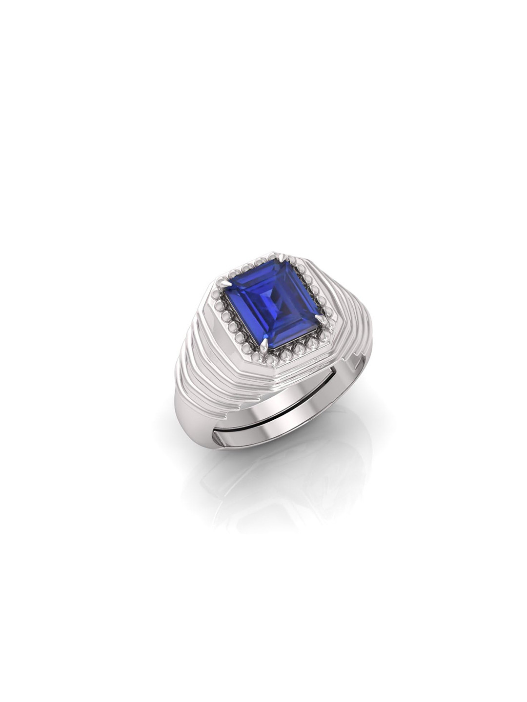 RRVGEM Blue Sapphire Gemstone Studded Adjustable Finger Ring