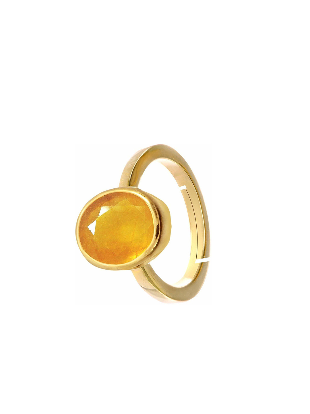 RRVGEM 8 KT Brass Yellow Sapphire Finger Ring