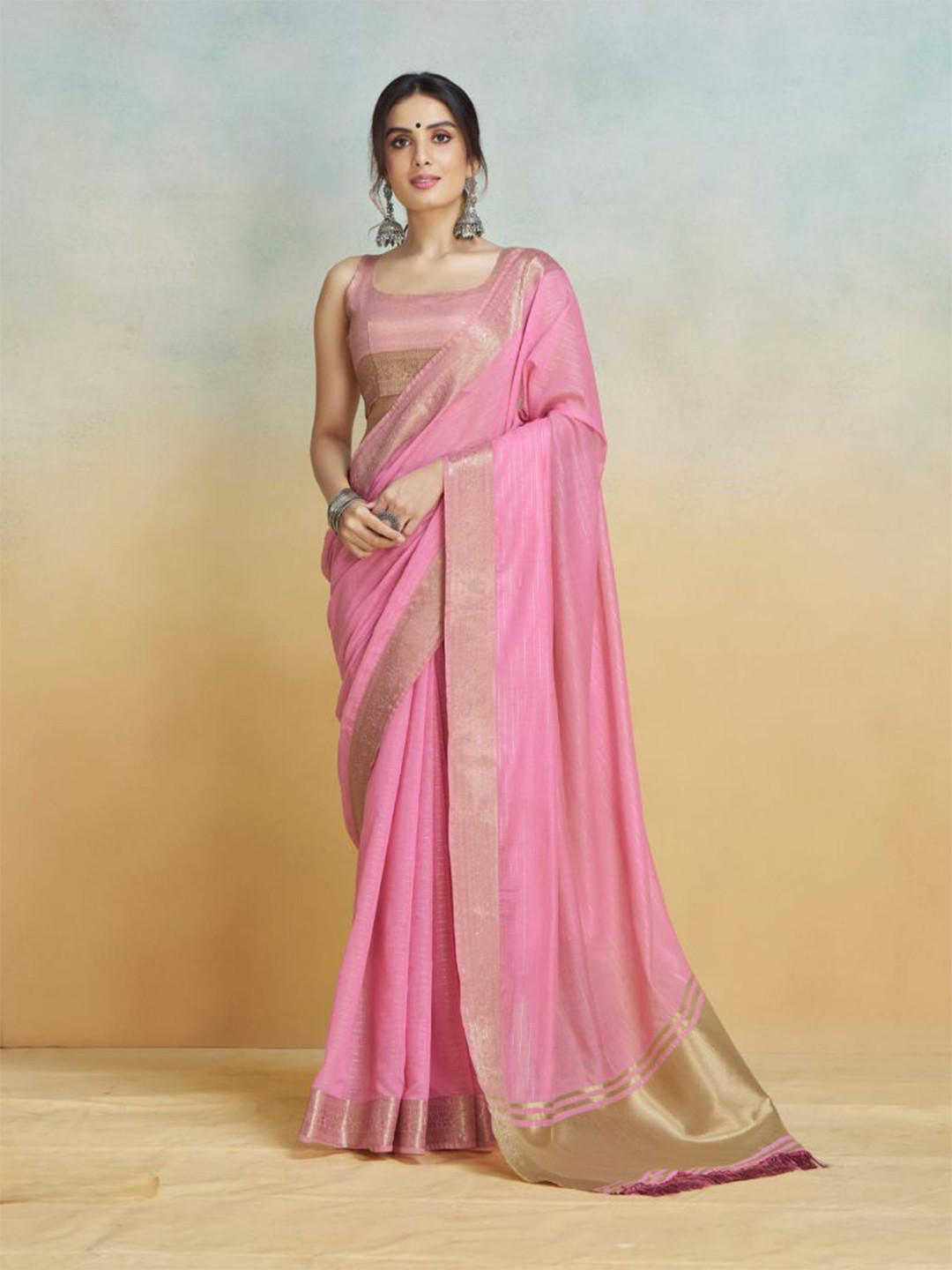 all about you Striped Zari Art Silk Saree