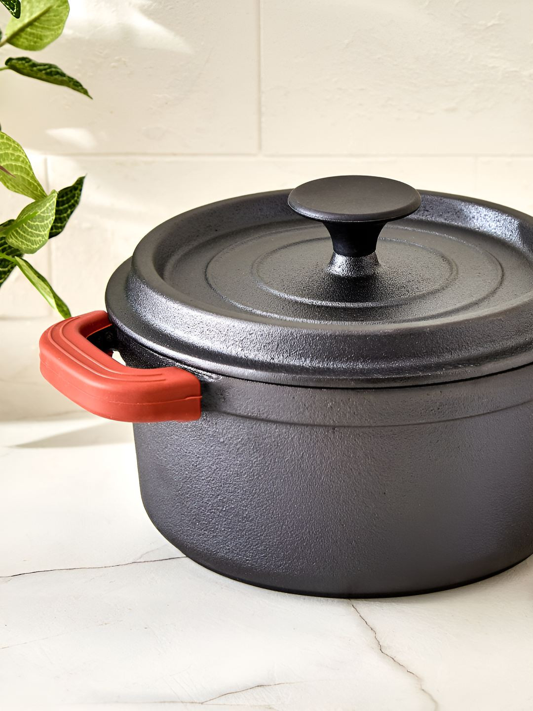 Home Centre Black Metal Easy to Clean Cook And Serve Casserole