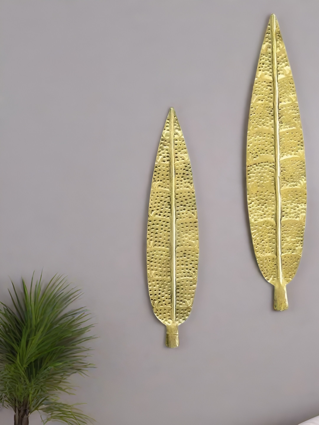 TOUGHCRAFTS Urban Leaf Set Metal Matte Hanging Hall Wall Hangings-38.5In