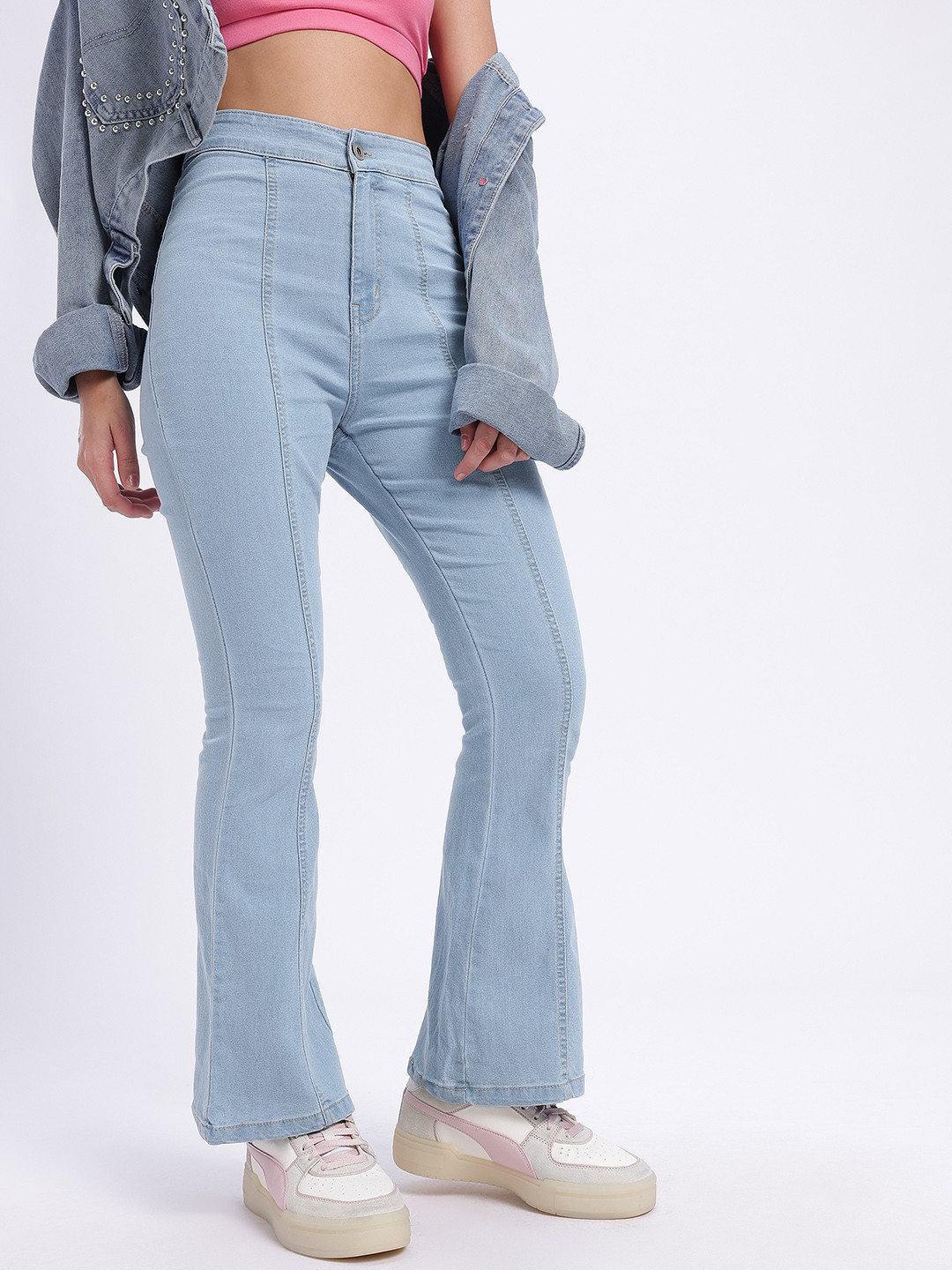 glitchez Women Flare High-Rise Bell Bottom Bootcut Jeans