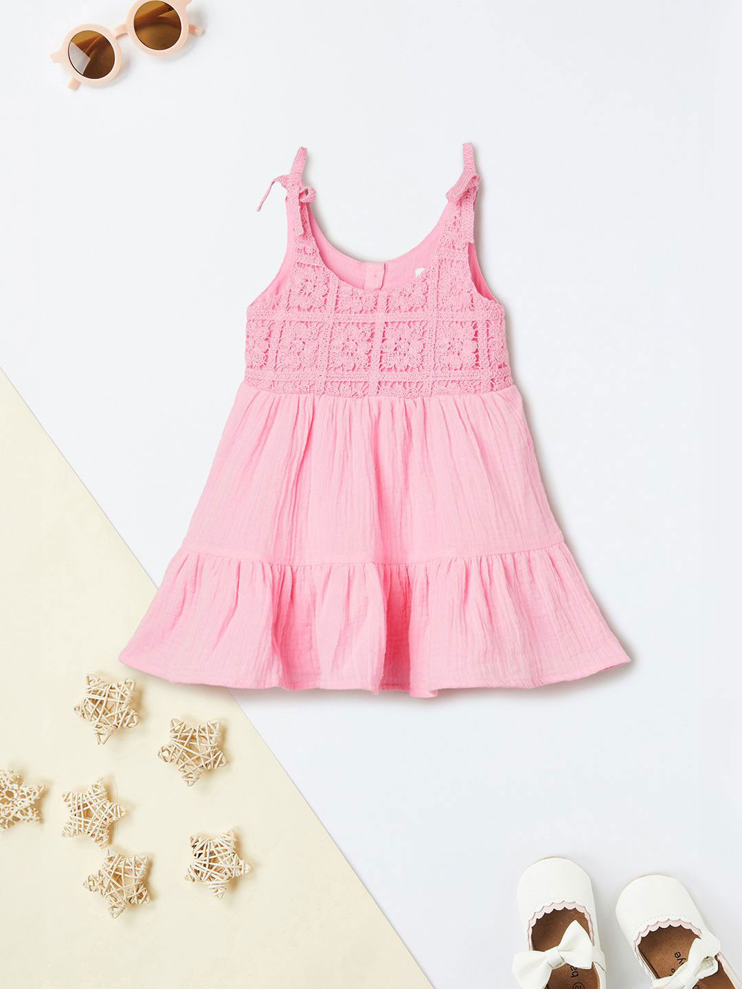 max H Girls Solid A-Line Sleeveless Knee Length Dress