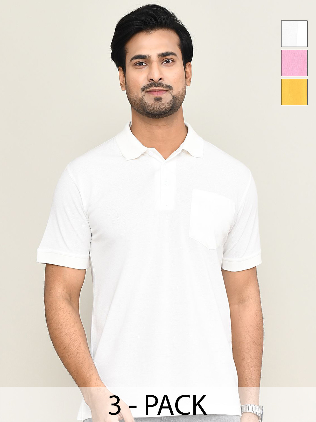 RAPL Pack of 3 Polo Collar Short Sleeves Casual T-shirts