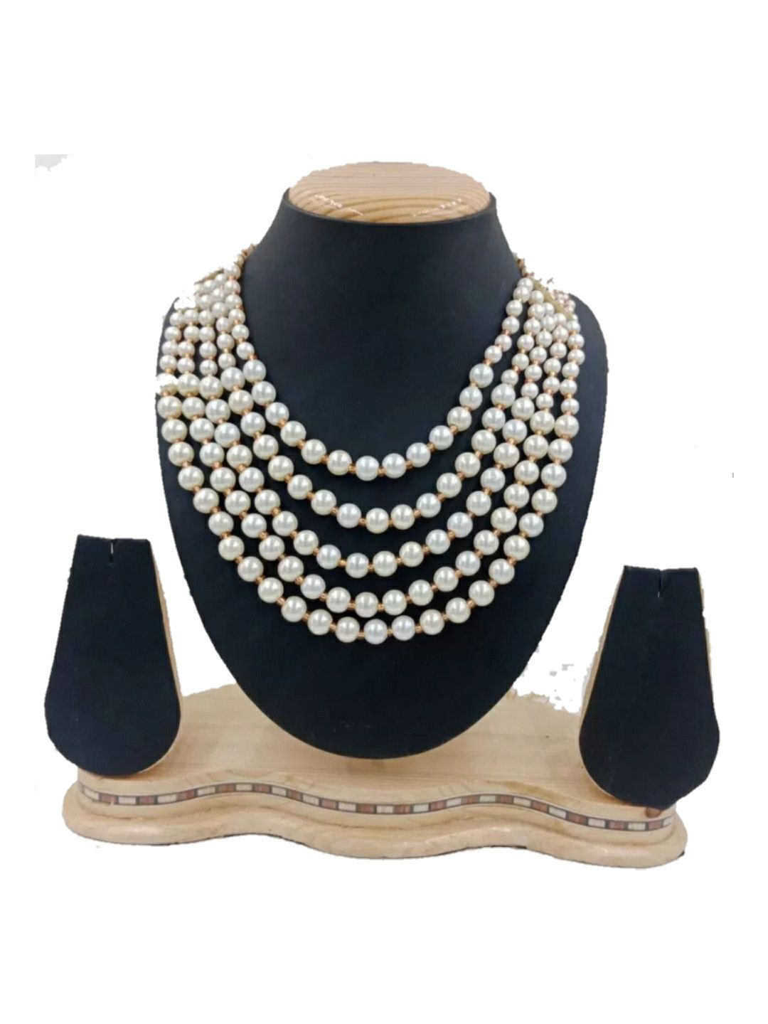 NIKYANKA Rajasthani Gold-Plated Pearls Studded 5 Layer Necklace