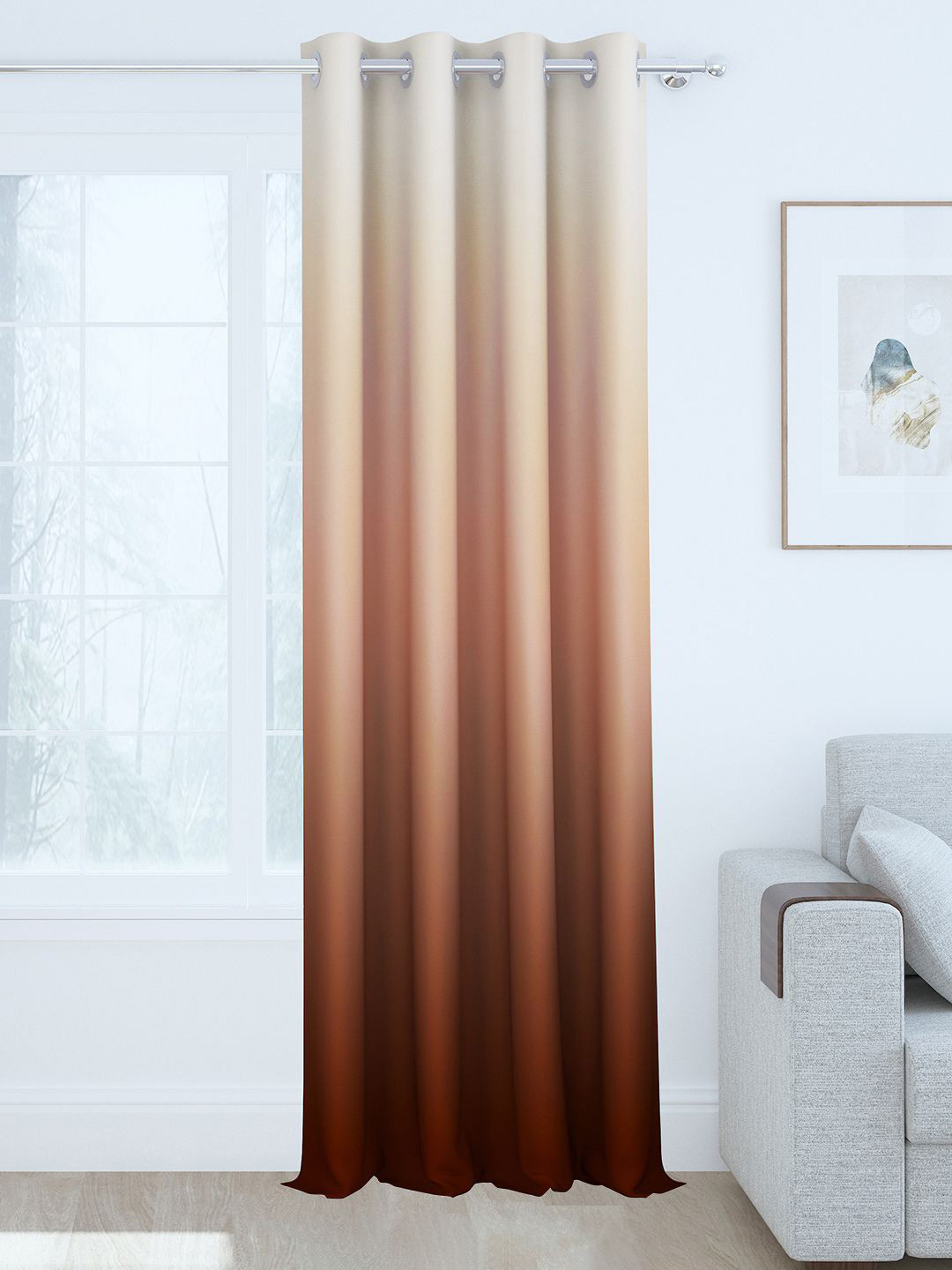 Story@home Red & Light Grey Colourblocked Room Darkening Long Door Curtain