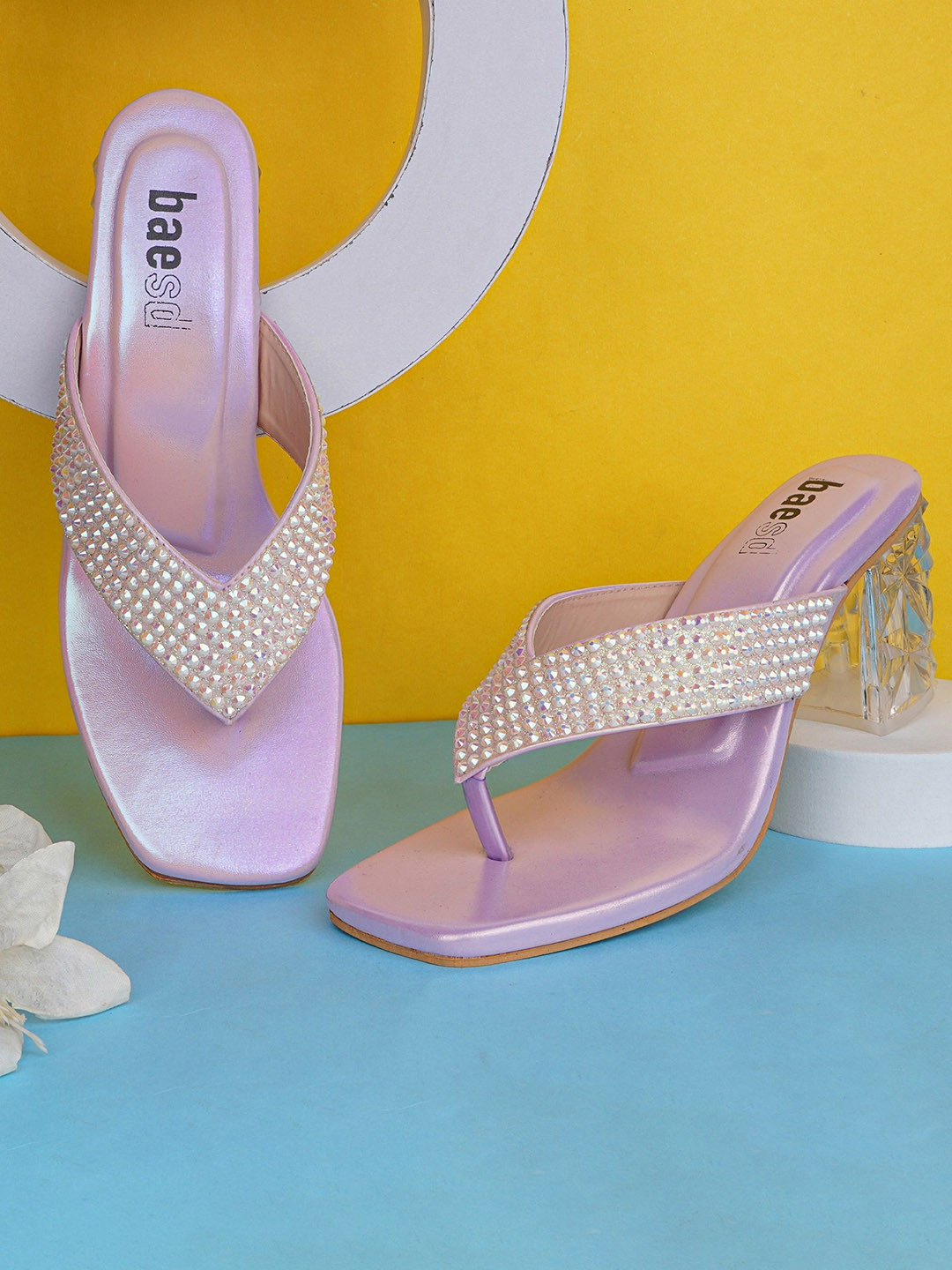 BAESD Women Embellished 3 inches Block Sandals