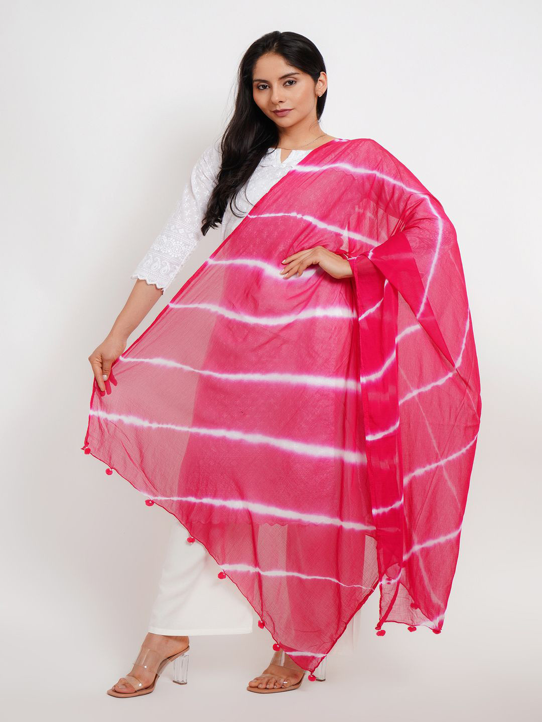 Karthav Fashion Lehariya Dyed Tie & Dye Chiffon Dupatta