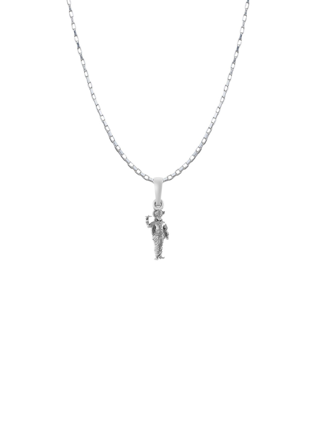 AKSHAT SAPPHIRE Men 925 Sterling Silver Krishna Pendant with Box Chain