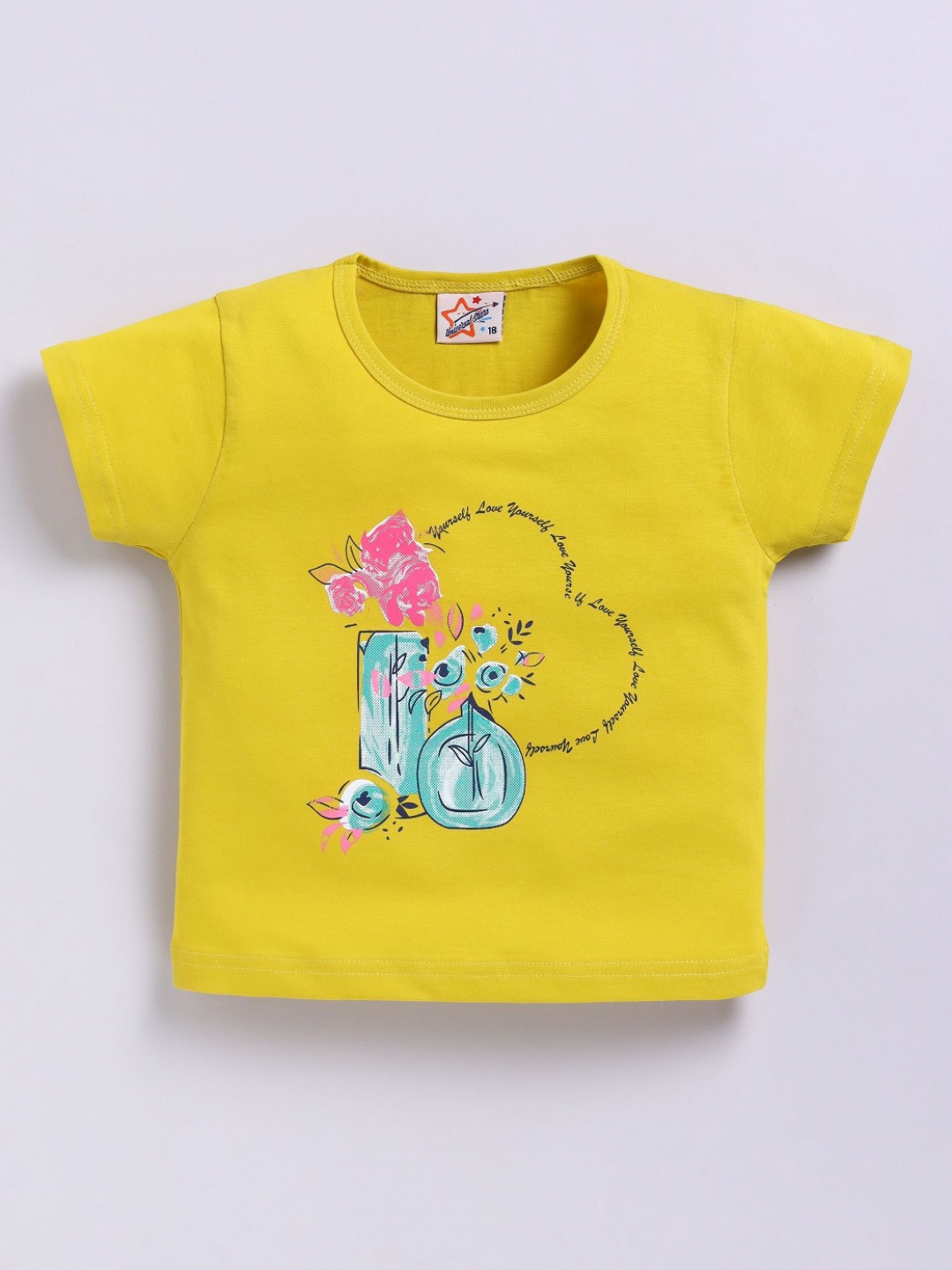 Universal Stars Girls Graphic Printed Round Neck Pure Cotton T-shirt