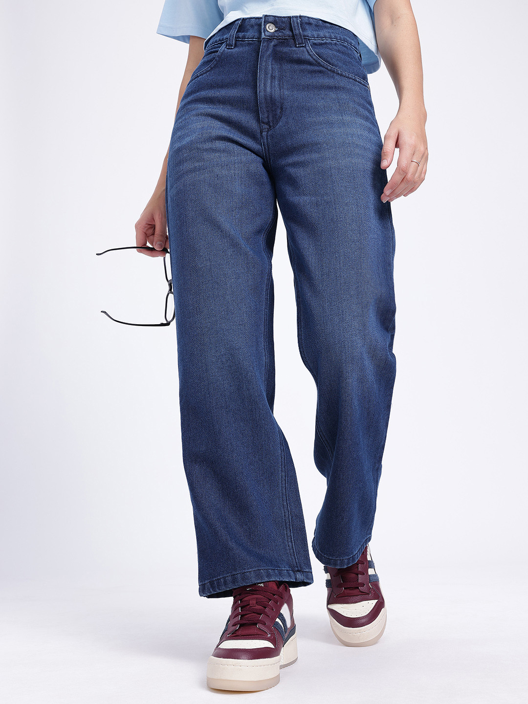 glitchez Women Faded Barrel Fit Jeans