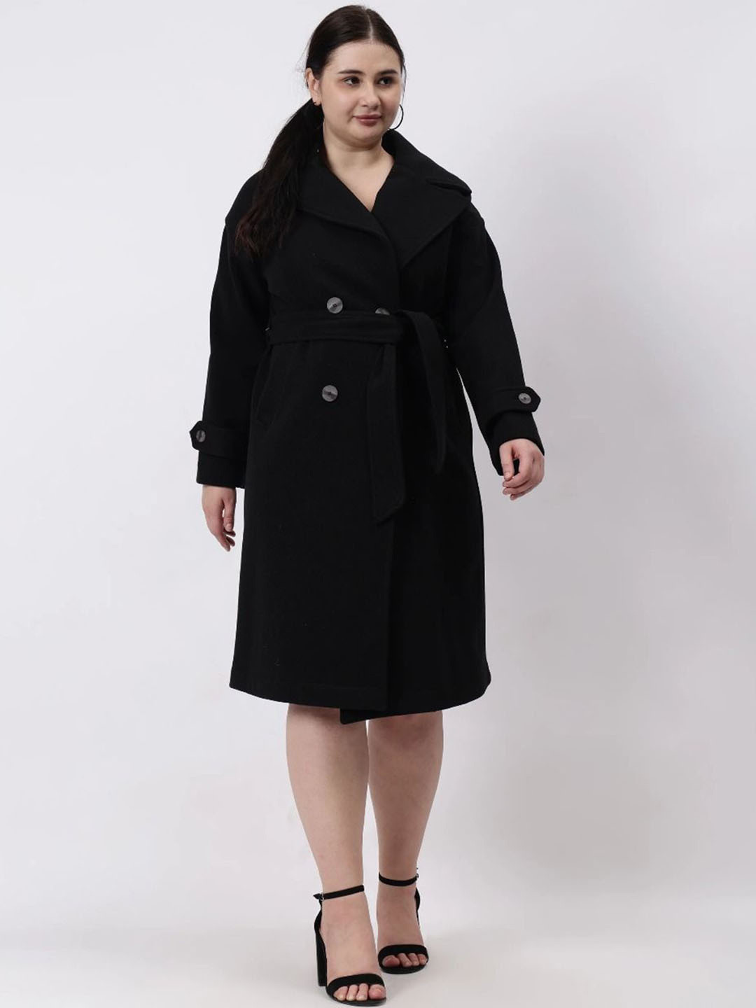 Fashion Gaiia Wooled Notched Lapel Collar Neck Double Breasted Overcoat