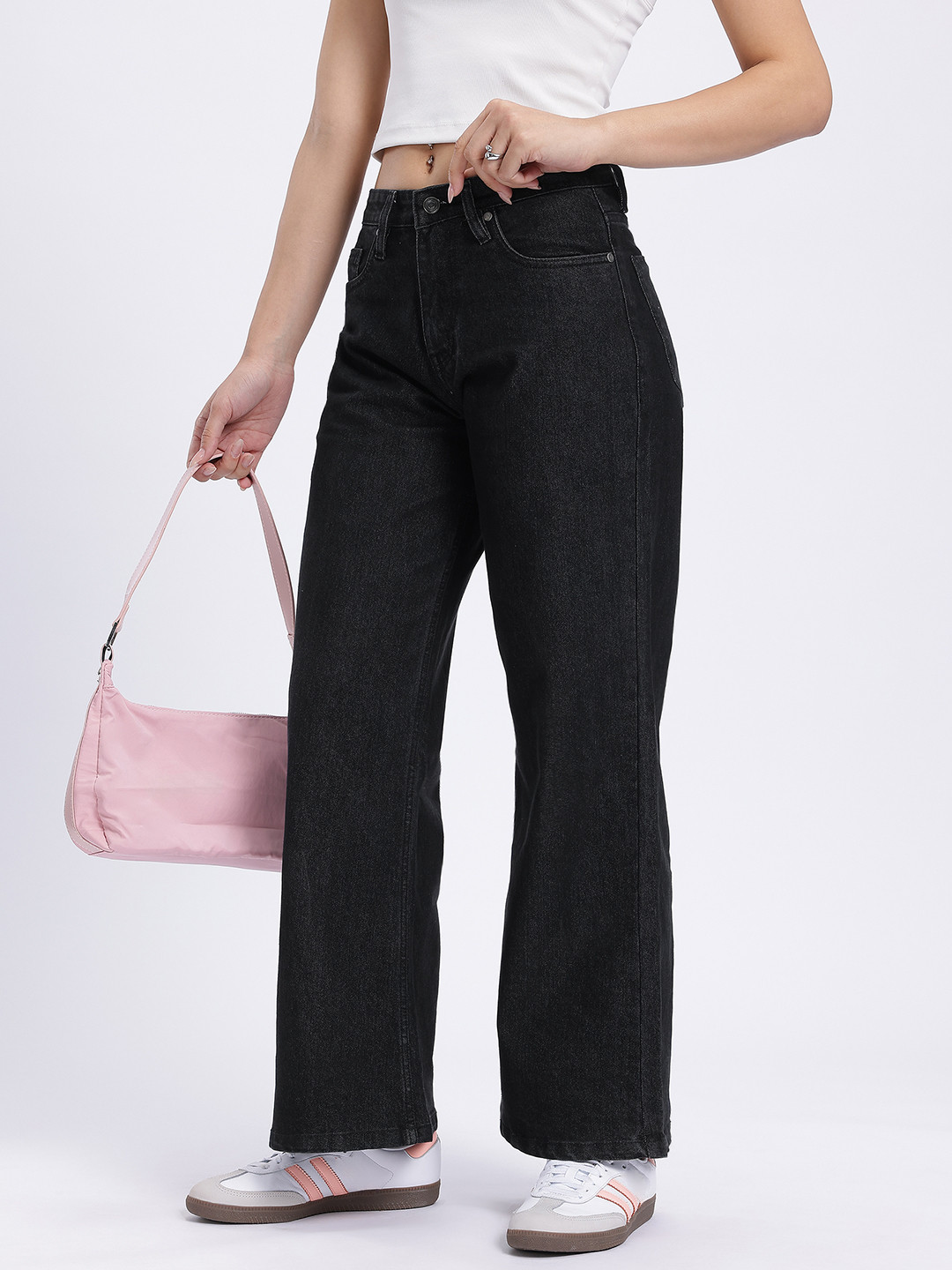 glitchez Women Mid-Rise Relaxed Wide Leg Jeans